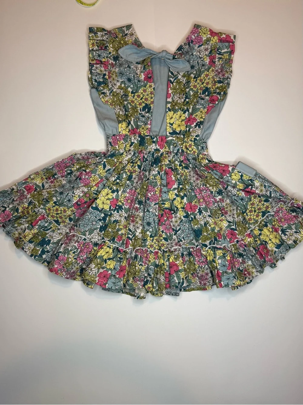 Girls Floral Ruffle Sundress in Yellow, Pink & Blue